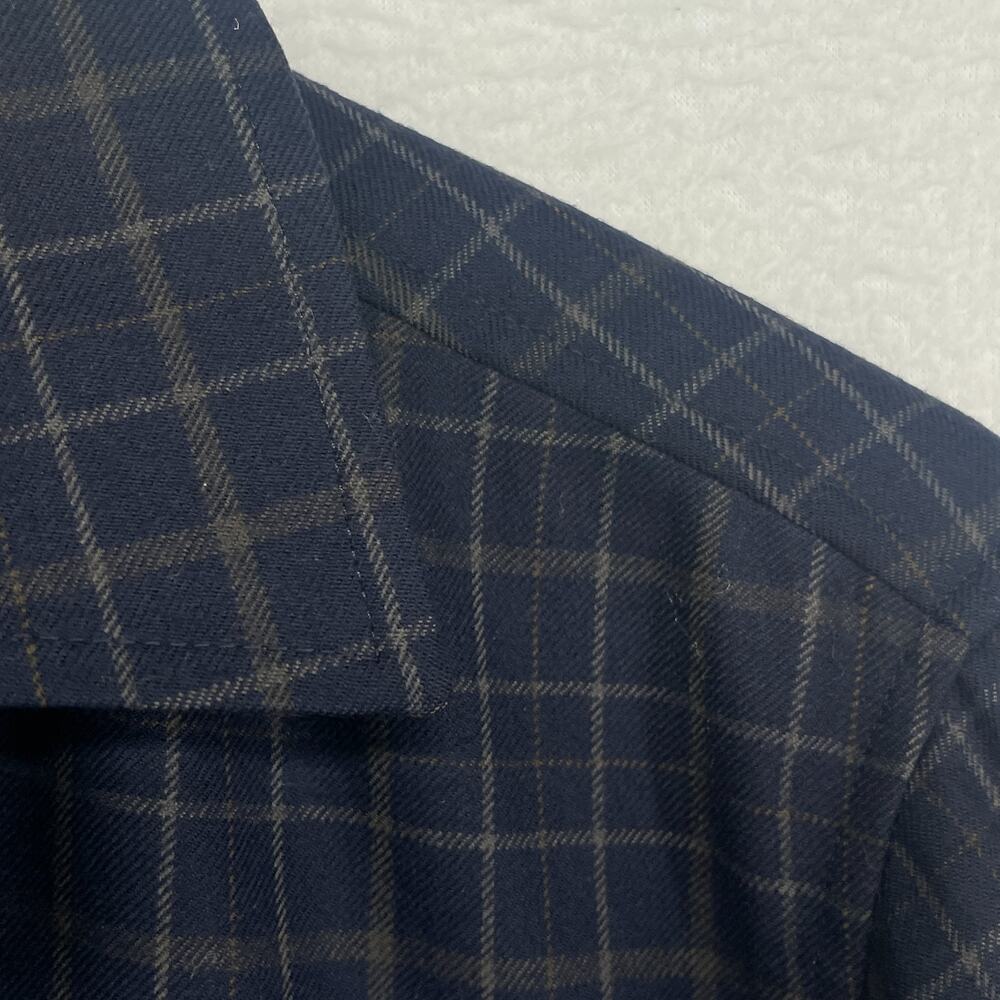 PENDLETON Shirt Mens S Virgin Wool Plaid Flannel Fitted Utility Button Up Blue - Picture 7 of 12